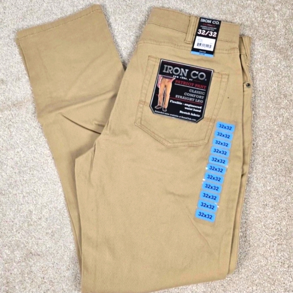 Iron Co. Mens Classic Stretch Comfort Patriot Pants, Straight Leg